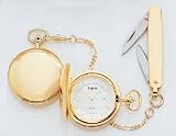Legere Bpws-813 Gold Pocket Watch With Knife and Chain