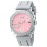 Tocs Ladies 40518 Analog Round Day-Date Platinum Gray Pink Flamingo Watch by Tocs