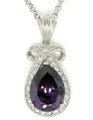 Classic/Vintage Pendant w/Amethyst & White CZs, .925 Sterling Silver