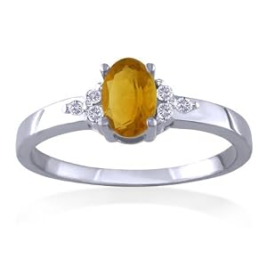 Buy NOVEMBER Birthstone Ring 14k White Gold Diamond and Citrine Ring by 14