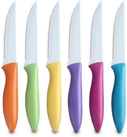 Ragalta 7-Piece Non-Stick Multi-Colored Knife Block Set, Universal Block