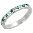 Sterling Silver Eternity Band, w/ December Birthstone, Blue Topaz Crystal, 1/8" (3mm) wide