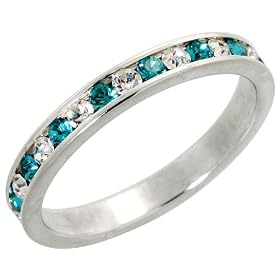 Sterling Silver Eternity Band, w  December Birthstone, Blue Topaz Crystal, 1 8... by Sabrina Silver