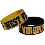 NCAA West Virginia Mountaineers Wide Band Silicone Bracelet (Pack of 2), Team Color