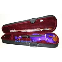 ViolinSmart Solid Wood PURPLE color 4/4 Full Size Teachers Recommended Student Violin + Bow + Case + Rosin Complete Set