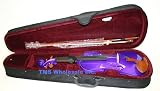 ViolinSmart Solid Wood PURPLE color 4/4 Full Size Teachers Recommended Student Violin + Bow + Case + Rosin Complete Set