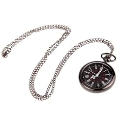 45mm Schwarz Rund Kettenuhr Kette Taschenuhr Umh�ngeuhr