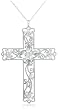 Sterling Silver Cubic Zirconia Filigree Cross Pendant, 18