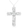 Sterling Silver Cubic Zirconia Filigree Cross Pendant, 18"