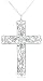 Jewelry : Sterling Silver Cubic Zirconia Filigree Cross Pendant, 18"