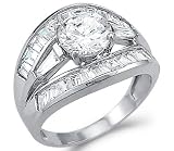 Solid 14k White Gold Large Unique Engagement Wedding CZ Cubic Zirconia Ring 2.5 ct