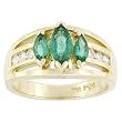 14K Yellow Gold Emerald and Diamond Ring