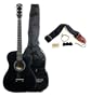 Beginner 38 Inch Black Cutaway Acoustic Guitar with Gig Bag and Accessories