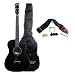 Beginner 38 Inch Black Cutaway Acoustic Guitar with Gig Bag and Accessories