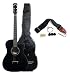 Musical Instruments : Austin Bazaar 38 Inch Black Cutaway Acoustic Guitar with Gig Bag and Accessories