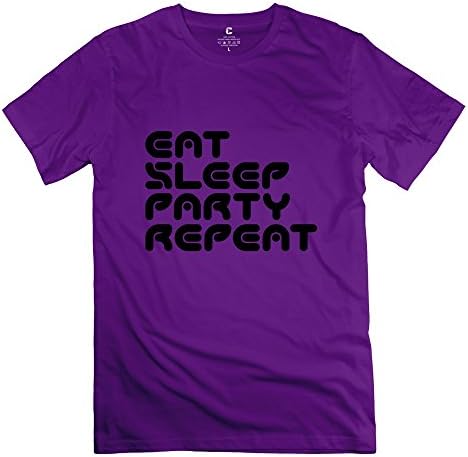 Rachiah 100% Cotton Men's Eat Sleep Party Repeat T-shirt XL
