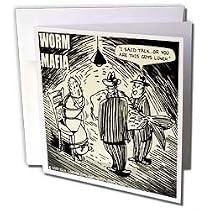 Londons Times Funny Bugs and Slugs Cartoons - Worm Mafia - Greeting Cards-6 Greeting Cards with envelopes