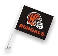 Cincinnati Bengals Car Flag W/Wall Brackett Set Of 2 - Cincinnati Bengals Car Flag