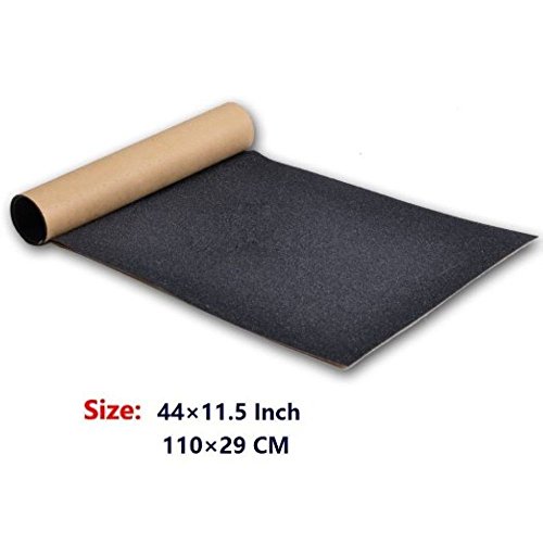 Zwish Skateboard Grip Tape Bubble Free Scooter Grip Longboard Skateboard Griptape Sheet Waterproof Sandpaper Patins(11-Inch x 44-Inch, 110x28cm,Black)