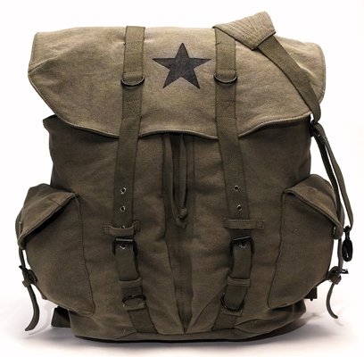 Olive Drab Vintage Star Back Pack