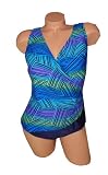 Indigo Bay Swimwear PLUS SIZE Rainbow Metrics 1-Piece Surplice Tank Style Swimsuit w Tummy Control
