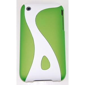 KingCase iPhone 3G & 3GS * Rubberized Slim Slider Twist Case (Green & White) 8GB, 16GB, 32GB