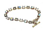 Bracelet - B125 - Swarovski (tm) Crystal Stones - Antique Gold Tone Metal ~ Blk Diamond Mix