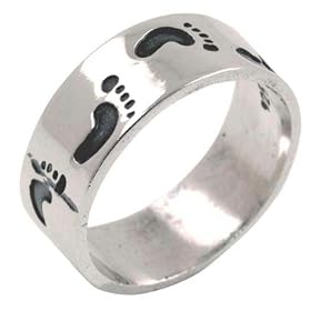 Footprints Band - Sterling Silver Ring by 