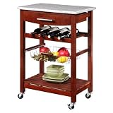 Linon Granite Top Kitchen Cart in Wenge Finish