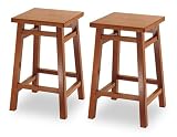 FTS - Square Leg and Seat Stool 24 Inches -2- pieces Walnut Finish 136-121-06