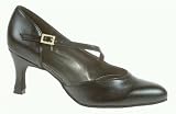 312 Lisboa Ladies' Social Shoe with a 2.5 Flared Heel in Black Leather (Regular Fit)