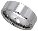 Tungsten Carbide 8 mm Flat Wedding Band Ring His & Hers Mirror Polished Finish Beveled Edges, sizes 5 to 15