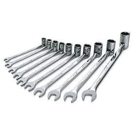 SK 86142 SuperKrome 10 Piece 12 Point 10-Millimeter to 19-Millimeter Flex Combination Wrench Set