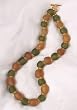Amber and Green Recycled Ghana Glass Bead Necklace