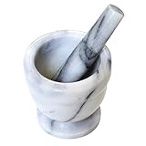 Cook N Home Mortar and Pestle 4.5-Inch Bowl, White Marble