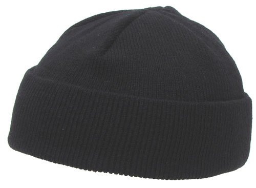 Rollmütze Acryl fein gestrickt schwarz extra kurz