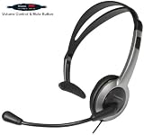 Panasonic Hands-Free Headset with Foldable Comfort Fit Lightweight Headband & Flexible Optimum Voice Microphone with Volume Control & Mute Switch For The Panasonic KX-TGA641M - KX-TG6412M - KX-TG6413M & KX-TG6414M Dect 6.0 Cordless Phone and Answering System