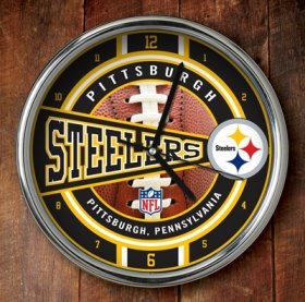 Pittsburgh Steelers Chrome Wall Clock