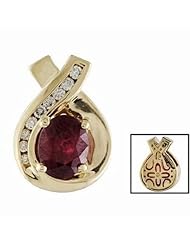 14K Yellow Gold Ruby and Diamond Pendant -- LIFETIME WARRANTY