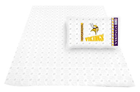 Minnesota Vikings NFL Locker Room Twin Jersey Bed Sheet and Pillowcase Set