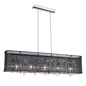 Dainolite 85303A-PC-CRY-44710-115 5-Light Crystal Chandelier with Rectangular Organza... by Dainolite