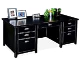 Distressed Black Executive Desk with Doors on Back