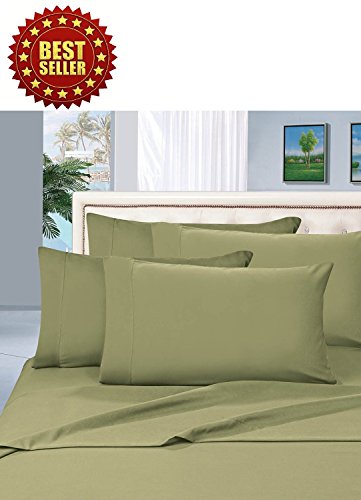 Celine Linen ® Wrinkle and Fade Resistant HIGHEST QUALITY 1800 Series Luxurious 4-Piece Bed Sheet Set, Deep Pocket up to 16 inch, Queen Sage/Green