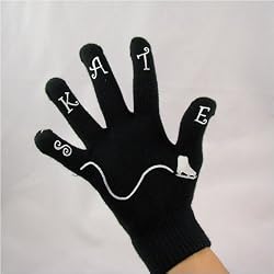 Black Skate Tracing Ice Skate Logo Gloves