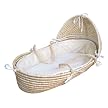 Hooded Moses Basket with Ecru Waffle Bedding