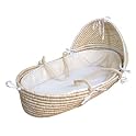 Hooded Moses Basket with Ecru Waffle Bedding