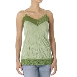 Women's Green Lace-Trim Crinkle Cami - M
