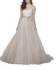A-line Organza/Satin Floor Length Empire   Waistline Lace Sweetheart Wedding Dress  with a Court Train  With a Sash 