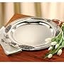 ROUND TRAY WITH HANDLES - ROUND SILVER PLATED TRAY WITH HANDLES - charger plate
