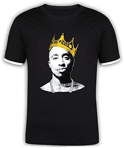 Woquoc 2pac Tupac Shakur King Crown Mercerized Cotton Men T-Shirt Black XXL